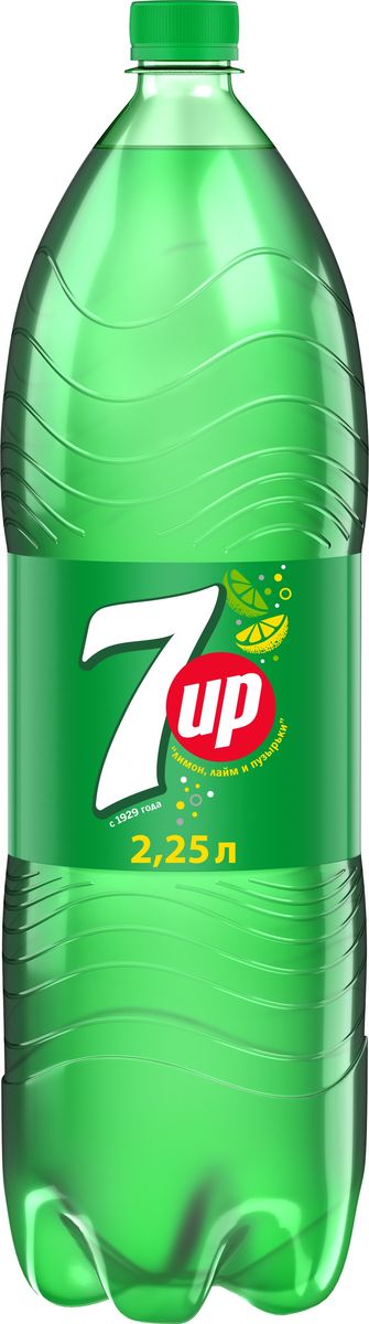 7-UP Лимон-Лайм напиток сильногазированный, 2,25 л340015909/340022425 7-UP Лимон-Лайм напиток сильногазированный, 2,25 л340015909/340022425Прозрачный напиток со вкусом лимона и лайма.Без красителей.Без искусственных ароматизаторов.О бренде:7UP - торговая марка газированного напитка со вкусом лимона и лайма, не содержащего кофеина. В 1934 году напиток стал безалкогольным, перед тем, как он стал безалкогольным, в напиток добавлялась небольшая доза алкоголя.
