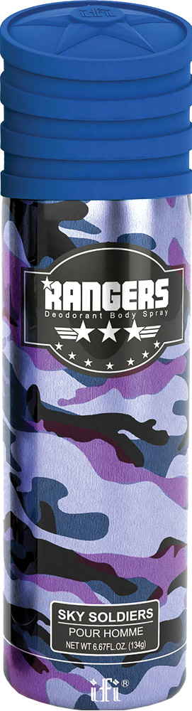 Rangers Дезодорант Sky Soldiers M Deo Spr, 200 мл214083 Rangers Дезодорант Sky Soldiers M Deo Spr, 200 мл214083Аромат бескомпромиссной мужественности. Раскрывается холодными цитрусовыми нотами плавно переходящими в пряное сердце композиции, а в завершении укрепляется мускусно-амбровыми нотами.