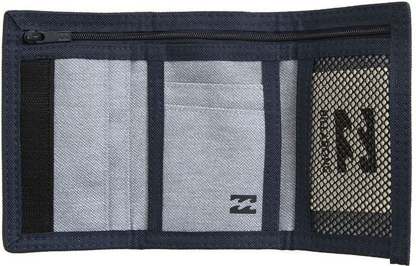 Кошелек Billabong Rotor Wallet, цвет: серый, темно-синийF5WL02 Кошелек Billabong Rotor Wallet, цвет: серый, темно-синийF5WL02Практичный и современный кошелек Billabong Rotor Wallet обладает большим набором отсеков. Внутреннее основное отделение для купюр на молнии, внешнее отделение для монет на молнии, отделения для пластиковых карт. Закрывается на липучку.