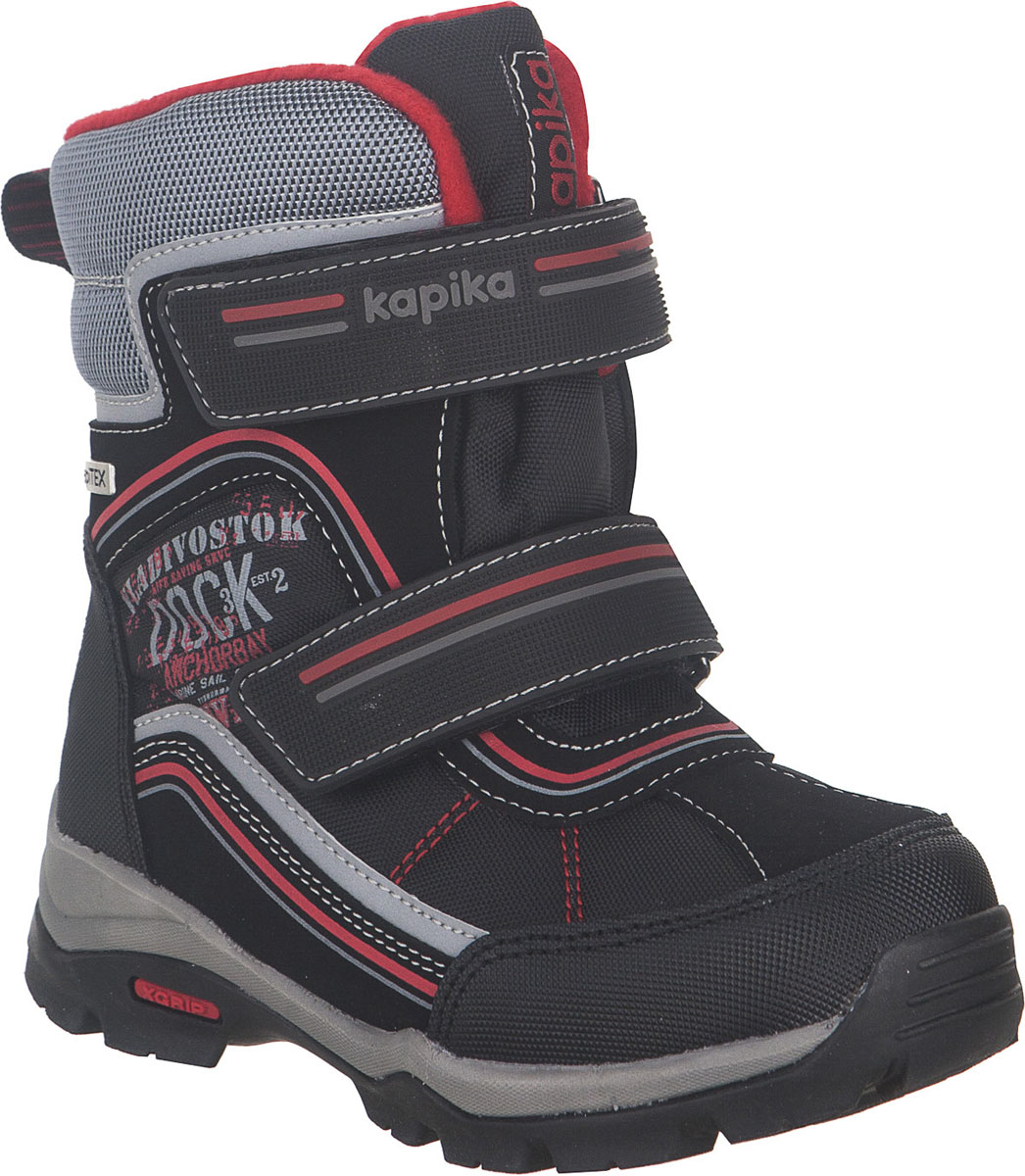 Ботинки для мальчика Kapika KapiTEX, цвет: черный, красный. 42244-1. Размер 32