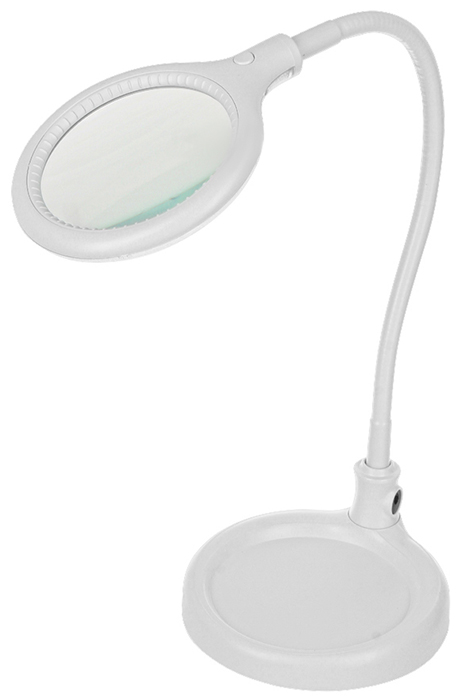 Лупа настольная малая 3X с подсветкой 30 LED (подставка + прищепка), белая Rexant
