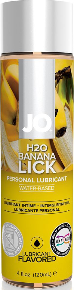 System JO Ароматизированный любрикант на водной основе JO Flavored Banana Lick, 120 млJO40173 System JO Ароматизированный любрикант на водной основе JO Flavored Banana Lick, 120 млJO40173Ароматизированный лубрикант на водной основе JO Flavored Banana Lick - превосходный аромат банана и длительное скольжение. Только натуральные компоненты, без искусственных добавок. На водной основе, но нежный как силикон, долгое скольжение, никакой липкости, легко смывается. JO рекомендуется во всем мире врачами и фармацевтами. JO H2O Banana Lick ароматизированный персональный лубрикант обладает всеми преимуществами фаворита JO H2O, плюс приятный банановый аромат, который заставит вас возвращаться к нему снова и снова.