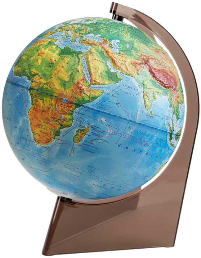 Глобусный мир Глобус с физической картой, рельефный, диаметр 21 см, на подставке