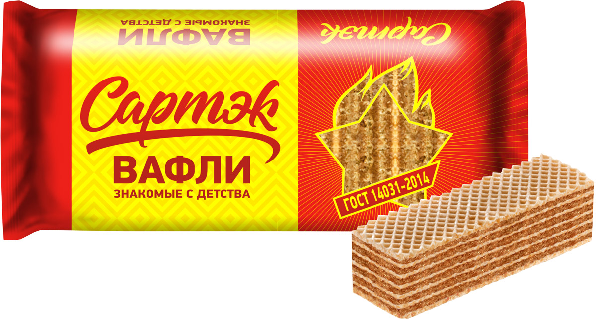 Конфэшн Сартэк вафли, 200 г4601614009517 Конфэшн Сартэк вафли, 200 г4601614009517Улучшенная рецептура вафель Сартэк — в лучших традициях известного с детства советского качества. Для приготовления вафель используются только натуральные ингредиенты, без содержания ГМО, - отборная мука и растительное масло первого отжима. Высокие стандарты отбора сырья и ингредиентов позволяют гарантировать отменный вкус вафель Сартэк!Уважаемые клиенты! Обращаем ваше внимание на то, что упаковка может иметь несколько видов дизайна. Поставка осуществляется в зависимости от наличия на складе.