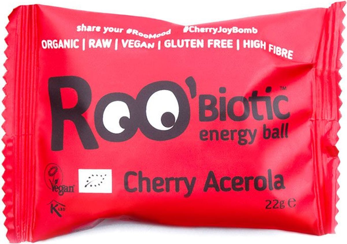 Roo’biotic Energy Ball Cherry & Acerola конфета ацерола и вишня, 22 г416 Roo’biotic Energy Ball Cherry & Acerola конфета ацерола и вишня, 22 г416Взрыв фруктовой свежести – витамина С и антиоксидантов! Сладко-кислые Вишня, Ацерола и Шиповник - оживляющий микс поднимет все ваши чувства и заставит вас светиться.