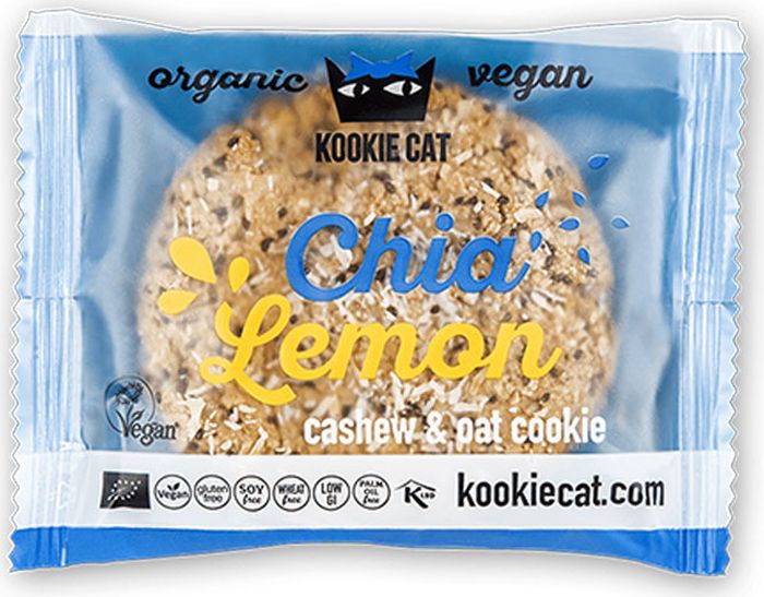 Kookie Cat семена чиа и лимон, 50 г420 Kookie Cat семена чиа и лимон, 50 г420Печенье Семена чиа и ЛимонХрустящая сладость в виде питательных семян Чиа и нежного Кокоса с Лимоном.