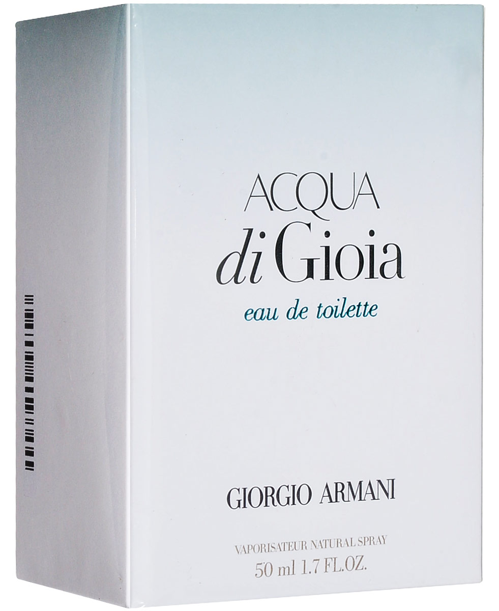Giorgio Armani Acqua Di Gioia. Туалетная вода, женская, 50 млL5121100 Giorgio Armani Acqua Di Gioia. Туалетная вода, женская, 50 млL5121100Giorgio Armani Acqua Di Gioia вдохновленный летними каникулами, проведенными на островах Антигуа и Пантеллерия, Армани создает Acqua Di Gioia - соблазнительный морской аромат. Парфюмерная композиция вобрала в себя свежесть морского бриза, теплоту солнца, благородство ценных пород дерева и нежность цветочных лепестков, призвана стать неиссякаемым источником беззаботной радости и блаженства. Прозрачный, воздушный флакон, напоминающий застывшую каплю, словно поет оду воде - главному источнику радости и удовольствия. Композицию Acqua Di Gioia можно сравнить с характером сильной и свободной женщины, которая находится в гармонии с собой и окружающим миром. У нее есть свой райский уголок, в котором она любит проводить время, чтобы расслабиться, отдохнуть и набраться сил для новых свершений и побед!Классификация аромата: водный, ароматический.Верхние ноты: измельченные листья мяты, цветы лимона, водные оттенки зелени.Ноты сердца:розовый перец, абсолю жасмина самбак, пион.Ноты шлейфа:сердцевина кедровой древесины, лабданум, желтый сахар.Ключевые слова:Романтичный, легкий, прозрачный, свежий! Характеристики:Объем: 50 мл. Производитель: Франция. Самый популярный вид парфюмерной продукции на сегодняшний день - парфюмерная вода. Это объясняется оптимальным балансом цены и качества - с одной стороны, достаточно высокая концентрация экстракта (10-20% при 90% спирте), с другой - более доступная, по сравнению с духами, цена. У многих фирм парфюмерная вода - самый высокий по концентрации экстракта вид товара, т.к. далеко не все производители считают нужным (или возможным) выпускать свои ароматы в виде духов. Как правило, парфюмерная вода всегда в спрее-пульверизаторе, что удобно для использования и транспортировки. Так что если духи по какой-либо причине приобрести нельзя, парфюмерная вода, безусловно, - самая лучшая им замена.Товар сертифицирован.