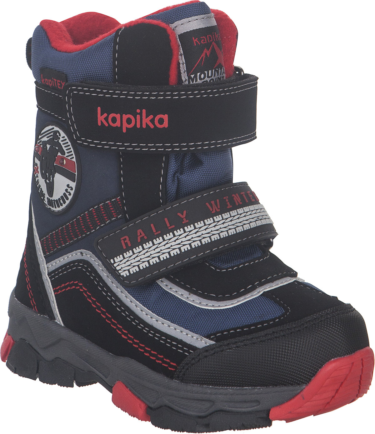 Ботинки для мальчика Kapika KapiTEX, цвет: черный, синий, красный. 41230-2. Размер 24