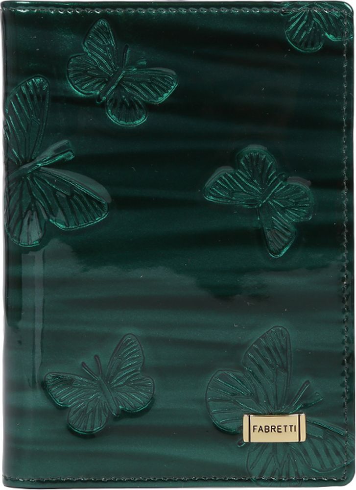 Обложка для документов женская Fabretti, цвет: зеленый, 14 х 10 х 1,5 см