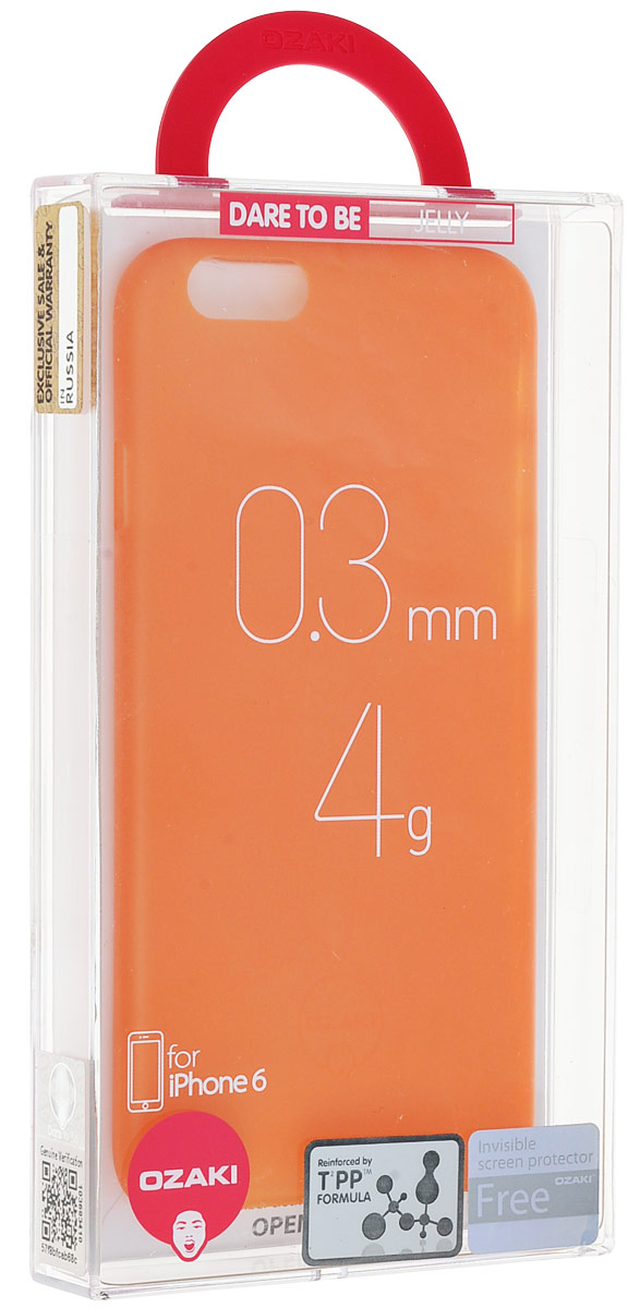 Ozaki O!coat 0.3 Jelly Case чехол для iPhone 6, OrangeOC555OG Ozaki O!coat 0.3 Jelly Case чехол для iPhone 6, OrangeOC555OGЧехол Ozaki O!coat 0.3 Jelly Case для Apple iPhone 6/6S предназначен для защиты корпуса смартфона от механических повреждений и царапин в процессе эксплуатации. Имеется свободный доступ ко всем разъемам и кнопкам устройства. Толщина чехла составляет 0,3 мм.