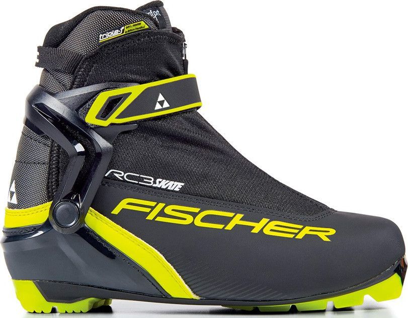 Лыжные ботинки Fischer RC3 Skate, цвет: черный. Размер 45S15617 Лыжные ботинки Fischer RC3 Skate, цвет: черный. Размер 45S15617Лыжные ботинки для любителей спортивного катания. Удобная колодка и пластиковая манжета для лучшей поддержки голеностопа. Ботинки легко надеть благодаря широкому раскрытию. Дышащая мембрана Triple-F создает максимальный комфорт.HINGED POLYMER CUFFЭргономичная манжета обеспечивает боковую поддержку и дает свободу движений вперед и назад. Равномерное распределение давления благодаря манжете из материала EVA.FISCHER SPEED LOCKСистема быстрой застежки для профессиональной экипировки. Надежное держание и простота использования.THERMO FITТермоформируемый материал внутреннего ботинка обладает прекрасными изоляционными свойствами и легко адаптируется по ноге.EASY ENTRY LOOPSШирокое раскрытие ботинка и практичная петля на пятке облегчают надевание/ снимание ботинок.VELCRO STRAPЗастежка на липучке, для быстрого регулирования и застегивания - расстегивания.LACE COVERДополнительная защита шнуровки, предотвращает проникновение влаги и холода.TURNAMIC PERFORMANCE SOLERobust sole for sporty skiing style. The flat construction enables a longer gliding phase through easier balance. Flex grooves and soft sole flex support the smooth kick. The profile is non-slip and s...read more...TRIPLE F MEMBRANEВлагонепроницаемая мембрана обладающая дышащими свойствами позволяет ногам оставаться сухими в любую погоду.FISCHER FRESHFischer Fresh puts an end to unpleasant odours, giving you lasting freshness inside the cross country skiing boot with a pleasant smell and feeling inside.COMFORT GUARDОчень легкий, водоотталкивающий изоляционный материал. Дополнительно защищает от холода мысок и переднюю часть стопы.