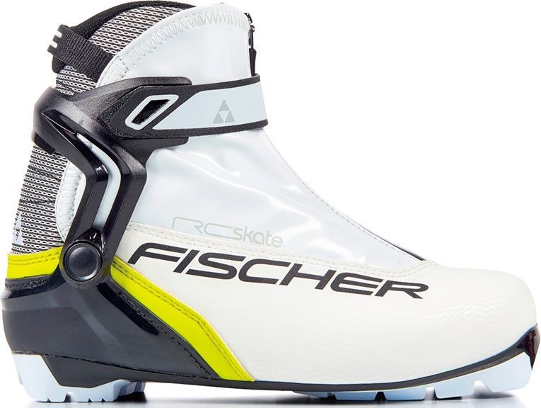 Ботинки лыжные женские Fischer RC Skate WS, цвет: белый. S16417. Размер 41S16417 Ботинки лыжные женские Fischer RC Skate WS, цвет: белый. S16417. Размер 41S16417Лыжные ботинки Fischer RC Skate WS - коньковая модель для элегантных и спортивных лыжниц. Комфортная женская колодка, жесткая подошва и полимерная манжета обеспечивают отличную устойчивость и поддержку голеностопа. Дышащая мембрана Triple-F обеспечивает максимальный комфорт.Hinged Polymer Cuff.Эргономичная манжета обеспечивает боковую поддержку и дает свободу движений вперед и назад. Равномерное распределение давления благодаря манжете из материала EVA.Fischer Speed Lock.Система быстрой застежки для профессиональной экипировки. Надежное держание и простота использования.Thermo Fit.Термоформируемый материал внутреннего ботинка обладает прекрасными изоляционными свойствами и легко адаптируется по ноге.Easy Entry Loops.Широкое раскрытие ботинка и практичная петля на пятке облегчают надевание/снимание ботинок.Velcro Strap.Застежка на липучке, для быстрого регулирования и застегивания/расстегивания.Lace Cover.Дополнительная защита шнуровки, предотвращает проникновение влаги и холода.Triple F Membrane.Влагонепроницаемая мембрана, обладающая дышащими свойствами, позволяет ногам оставаться сухими в любую погоду.Comfort Guard.Очень легкий, водоотталкивающий изоляционный материал. Дополнительно защищает от холода мысок и переднюю часть стопы.