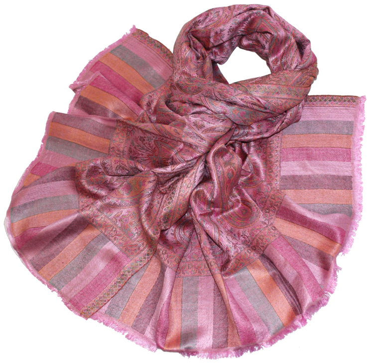 Палантин женский Ethnica, цвет: розовый, оранжевый. 594300н. Размер 70 см х 180 см