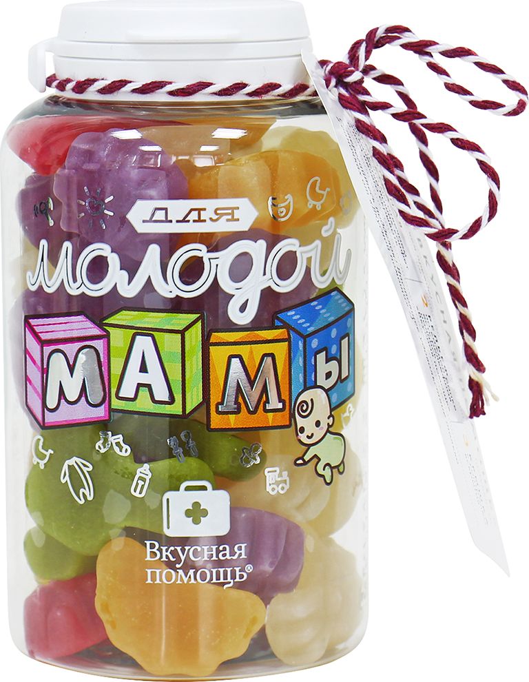Вкусная помощь Для молодой мамы жевательный мармелад, 190 г4680016275706 Вкусная помощь Для молодой мамы жевательный мармелад, 190 г4680016275706Милая баночка ярких мармеладных конфеток для молодой мамы, а внутри мармелад жевательный Тропические фрукты с натуральным составом без Е.