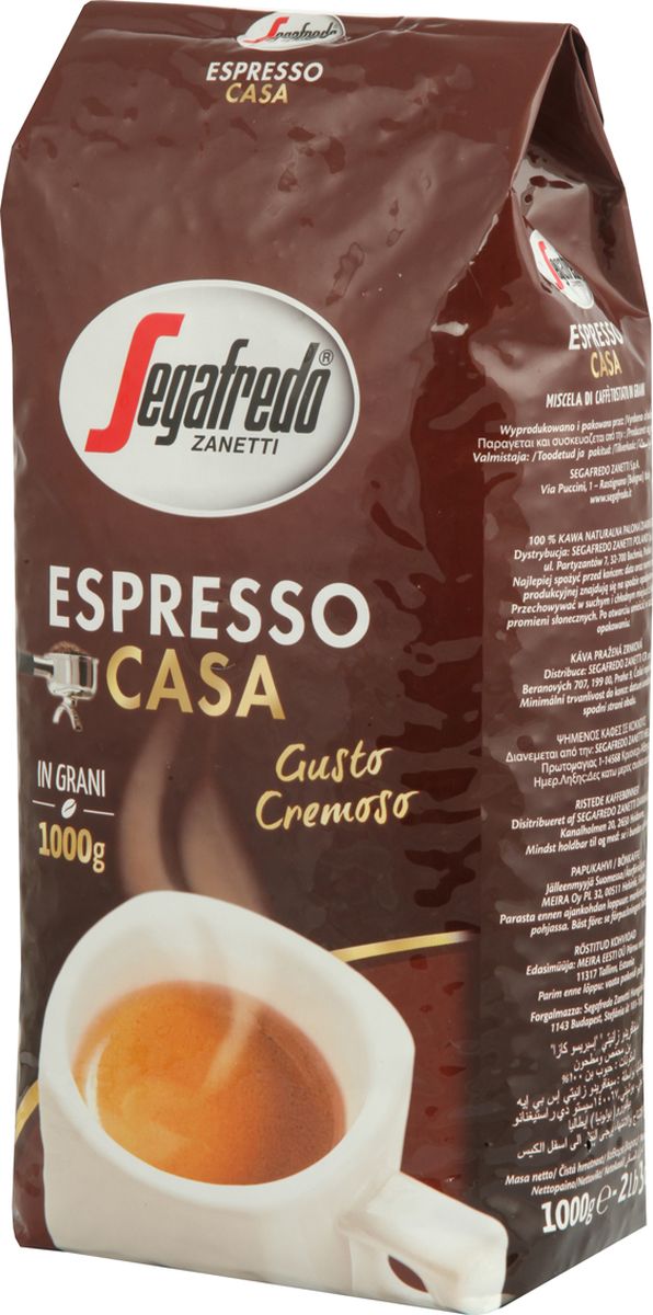 Segafredo Espresso Casa кофе в зернах, 1 кг8003410311089 Segafredo Espresso Casa кофе в зернах, 1 кг8003410311089Кофе Segafredo Espresso Casa создан профессионалами кофе, которые подготовили сбалансированную смесь высшего сорта Арабики и Робусты, придающую напитку насыщенный сливочный вкус и интенсивный аромат. В точности как эспрессо из настоящей итальянской кофейни.Вакуумная упаковка.Состав: 100% натуральный жареный молотый кофе (смесь Арабики и Робусты).Степень обжаривания: темнообжаренный.Первый сорт.