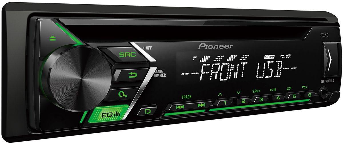 Pioneer DEH-S100UBG автомагнитола498035 Pioneer DEH-S100UBG автомагнитола4980351Din автомагнитола CD / USB / AUX, 4X50 Вт, 1 RCA, зелёная подсветка кнопок, белый цвет экрана, поддержка формата FLAC, подключение Android-смартфонов, управление при помощи приложения Pioneer ARC, 5-ти полосный эквалайзер