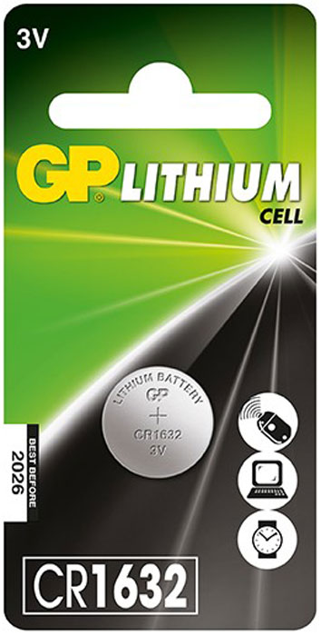 Батарейка литиевая GP Batteries, тип СR1632, 3В11207 Батарейка литиевая GP Batteries, тип СR1632, 3В11207Батарейка литиевая GP Batteries - лучшее решение для профессиональных и медицинских приборов.Батарейка показывает великолепный результат в профессиональных приборах, а также в устройствах с высоким потреблением энергии. Она идеальна для медицинских приборов и отлично работает в экстремальных погодных условиях. Особенности: На 40% легче обычных батареек;Демонстрируют превосходный результат при экстремальных погодных условиях (от -40°C до 60°C);Встроенная система защиты;Длительный срок хранения (10 лет).