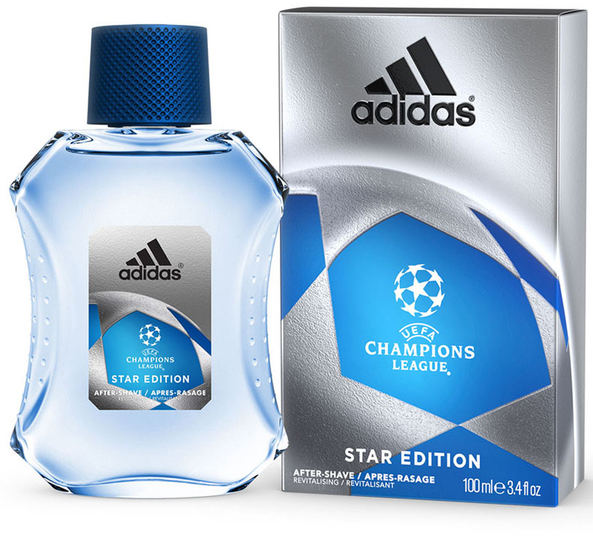 Adidas Лосьон после бритья UEFA II Champions League Star EdItion, 100 мл340005260070/3614221204146 Adidas Лосьон после бритья UEFA II Champions League Star EdItion, 100 мл340005260070/3614221204146Лосьон после бритья Adidas UEFA Champions League Star Edition содержит формулу со специальным комплексом skin protect complex, который защищает кожу, уменьшает раздражение, заряжает энергией. Основные компоненты комплекса:- аллантоин увлажняет и успокаивает кожу, заживляет мелкие порезы;- витамины защищают кожу от антиоксидантов;- минеральные соли заряжают энергией и тонизируют;- спирт обладает антибактериальным действием;- UF фильтры защищают кожу от ультра фиолетовых лучей.