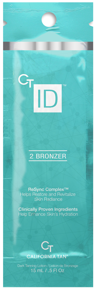 California Tan Крем для загара в солярии CT ID Natural Bronzer Step 2, 15 млCT1190 California Tan Крем для загара в солярии CT ID Natural Bronzer Step 2, 15 млCT1190Крем-усилитель загара с натуральными бронзаторами. Отлично подходит для всех типов кожи. Шаг 2.Описание:CT ID™ Bronzer by California Tan® вместе с комплексом Age Erase Complex™, помогают восстановить сияние и энергию кожи. Этот лосьон для загара имеет клинически запатентованные элементы, которые помогают усилить увлажнение кожи для ее необыкновенного сияния. Пусть ваша кожа приобретет темный бронзовый оттенок загара при помощи натуральных бронзаторов, CuCO2® и TRF™.
