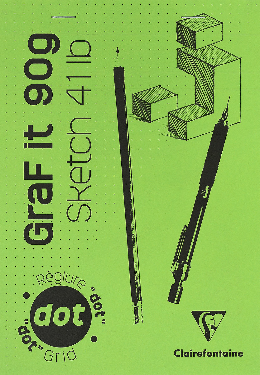 Блокнот Clairefontaine Graf It. Dot Grid, для сухих техник, с перфорацией, цвет: зеленый , формат A5, 80 листов96651С_зеленый Блокнот Clairefontaine Graf It. Dot Grid, для сухих техник, с перфорацией, цвет: зеленый , формат A5, 80 листов96651С_зеленыйОригинальный блокнот Clairefontaine Graf It. Dot Grid идеально подойдет для памятных записей, любимых стихов, рисунков и многого другого. Плотная обложка предохраняет листы от порчи и замятия. Блокнот формата А5 содержит 80 листов, чего хватит на долгое время.Такой блокнот станет забавным и практичным подарком - он не затеряется среди бумаг, и долгое время будет вызывать улыбку окружающих.