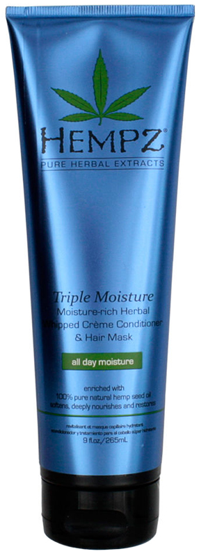 Hempz Triple Moisture Replenishing Conditioner Кондиционер тройное увлажнение, 265 мл120-2438-03 Hempz Triple Moisture Replenishing Conditioner Кондиционер тройное увлажнение, 265 мл120-2438-03Кондиционер тройное увлажнение моментально увлажняет поврежденные волосы, длительно поддерживая внутреннюю влагу волос. Обеспечивает питание и защиту, восстанавливает тусклые, безжизненные волосы. Он защищает яркость цвета и обеспечивает глубокое кондиционирование свойства для всех типов волос. Обладает легким ароматом персика и грейпфрута. Без парабена и глютена, 100% Vegan.