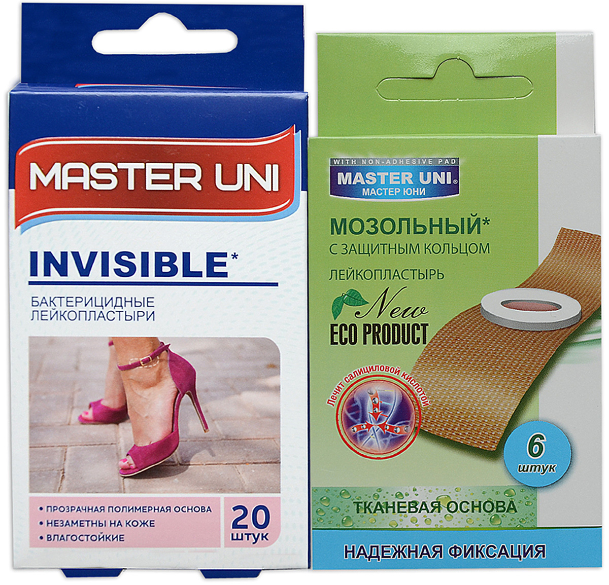 Master Uni Mix Invisible набор лейкопластырей, 20+6шт17021М Master Uni Mix Invisible набор лейкопластырей, 20+6шт17021МMIX INVISIBLE - состоит из двух видов лейкопластырей - бактерицидного и от сухих мозолей. Набор бактерицидных лейкопластырей на прозрачной полимерной основе надежно защищающих рану от попадания загрязнений. Эффективен при ссадинах, порезах и мелких повреждениях кожи. Прозрачная влагостойкая основа надежно фиксируется на коже, повторяя изгибы тела, абсорбирующая подушечка моментально всасывает раневые выделения, имеет дополнительную защиту от грязи и микробов со всех сторон, покрыта бактерицидной атравматической сеткой, которая не прилипает к ране. Антисептик: бензалкония хлорид, эффективно дезинфицирует и способствует быстрому заживлению раны без образования рубцов. Мозольный пластырь - эффективное средство для удаления ороговевшей кожи любой части стопы. Пластырь на тканевой основе надежно фиксируется на ноге и принимает нужную форму при ходьбе. Мягкое защитное кольцо пластыря предохраняет здоровую кожу от контакта с лечебным веществом - салициловой кислотой, которая безболезненно удаляет ороговевшую кожу с Ваших ступней и пальцев ног. Противопоказания: индивидуальная непереносимость, повреждения кожи, кожные заболевания. Master Uni MIX INVISIBLE - Мягкая и нежная кожа Ваших ног! В наборе: размеры 72х19 мм - 20шт, пластырь мозольный 65х20 мм - 6шт. Master Uni MIX INVISIBLE - отличное решение для всей семьи!