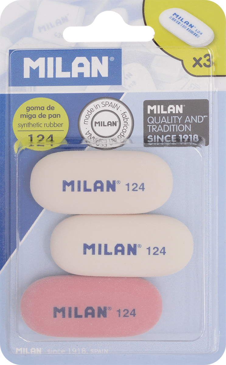 Milan Набор ластиков 124 цвет белый красный 3 штBMM9203_белый, красный Milan Набор ластиков 124 цвет белый красный 3 штBMM9203_белый, красныйКомплект натуральных каучуковых ластиков Milan. В комплекте 3 ластика овальной формы, выполненных из синтетического каучука. Рекомендуется для мягких графитовых карандашей.