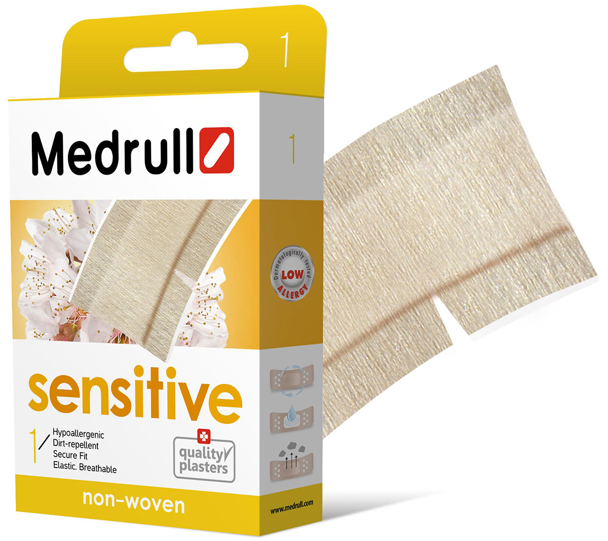 Medrull Пластырь Sensitive, размер 50 см x 6 см, №14742225004574 Medrull Пластырь Sensitive, размер 50 см x 6 см, №14742225004574Гипоаллергенные пластыри, предназначены для людей, кожа которых чувствительна к факторам окружающей среды. Изготовлены из тонкого, нетканного, приятного для кожи материала. Cостав материала - 100% нетканный полиэстр. Не рекомендован при чувствительности кожи к составу материала данного пластыря. Свойства пластыря: гипоаллергенные, грязенепроницаемые, эластичные, дышащие, плотно прилегающие. Абсорбирующая подушечка изготовлена из вискозы и обладает высокой впитываемостью. Верхняя часть подушечки обработана полипропиленом, что защищает от вероятности прилипания пластыря к поврежденной поверхности кожи.