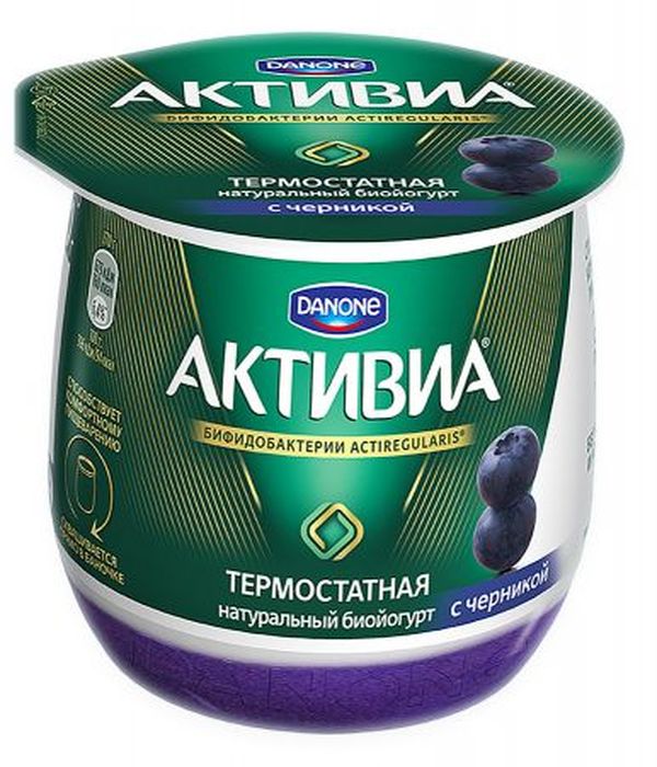 Активия Биойогурт густой термостатный двухслойный Черника 2,7%, 170 г99542 Активия Биойогурт густой термостатный двухслойный Черника 2,7%, 170 г99542Термостатный йогурт с аппетитной сладкой черникой отличается нежной консистенцией и натуральным вкусом. Специальная технология приготовления позволяет производить вкусный, свежий и полезный йогурт.