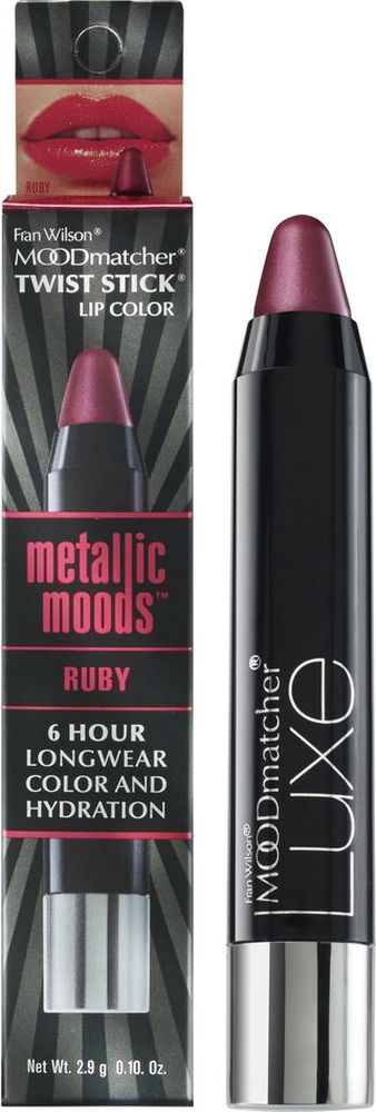 Moodmatcher Металлизированная помада-стик MetallicMoods Ruby Twist Stick, тон Рубин, 2,9 г01903000 Moodmatcher Металлизированная помада-стик MetallicMoods Ruby Twist Stick, тон Рубин, 2,9 г01903000Тренд года - металлизированный эффект на губах! В исполнении помады-стика он получается безупречным, т. к. сохраняется на губах до 6 часов! Используй макияж губ в стиле метал в своих ярких образах - повседневных и праздничных. Многогранное сияние цвета оттенит улыбку, интенсивность оттенка добавит выразительности, металлизированный финиш поможет заявить о себе! Помада мгновенно и точно наносится, текстура с ухаживающим составом обеспечивает комфорт и здоровье кожи губ.