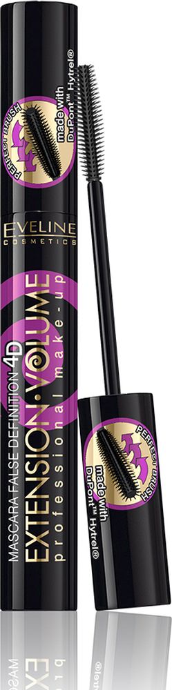 Eveline Тушь д/ресниц - экстремальный объем+удлинение х10 Extension Volume Professional make-up, 10 млLTUEXTPOGN Eveline Тушь д/ресниц - экстремальный объем+удлинение х10 Extension Volume Professional make-up, 10 млLTUEXTPOGNВ состав туши входят натуральный пчелиный воск, парафин, стеариновая кислота. Тушь с неотразимым эффектом накладных ресниц. Основа успеха - силиконовая щеточка BOLD&FLEXY BRUSH, созданная с использованием инновационной технологии DuPoint Hytrel, которая в одно мгновение придаст твоим ресницам непревзойденную длину и обворожительный изгиб, не оставляя на них ни единого комочка. Инновационная эргономичная конструкция щеточки гарантирует превосходное разделение ресниц, позволяет прокрасить тушью каждую ресничку с точностью лазера.