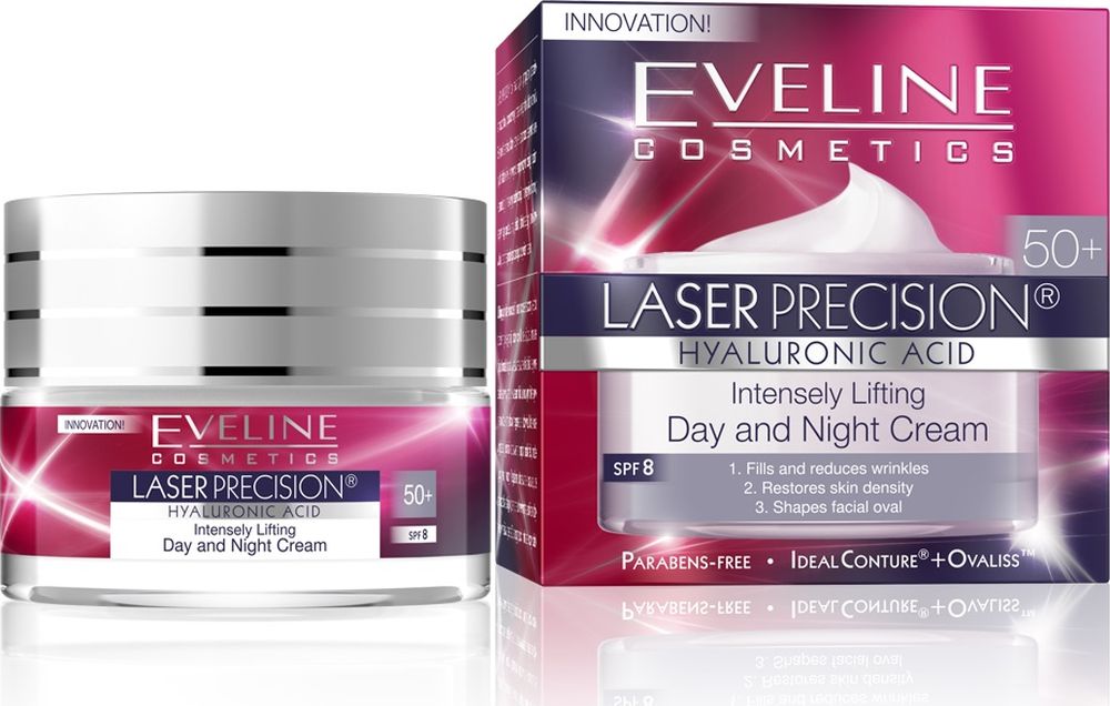 Eveline Крем-концентрат против глубоких морщин дневной и ночной 50+ Laser Precision, 50 млC50LPDN50 Eveline Крем-концентрат против глубоких морщин дневной и ночной 50+ Laser Precision, 50 млC50LPDN50Сочетание мощных активных компонентов: пептидов, аминокислот, растительных стволовых клеток и гиалуроновой кислоты в инновационной формуле крема обеспечивает мгновенный лифтинг-эффект, уменьшение глубоких морщин, моделирование овала лица и максимальное увлажнение. Способ применения: ежедневно утром и вечером наносить на очищенную кожу лица, шеи и декольте. Подходит в качестве базы под макияж.