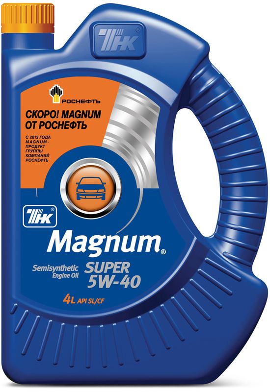 Масло моторное ТНК Magnum Super, полусинтетическое, класс вязкости 5W-40, 4 л40614642 Масло моторное ТНК Magnum Super, полусинтетическое, класс вязкости 5W-40, 4 л40614642Высококачественное полусинтетическое моторное масло эксплуатационного класса API SL/CF, незаменимое в регионах с холодным климатом. Производится на основе высококачественных синтетических и минеральных базовых масел, а также современного пакета присадок. Превосходные вязкостно-температурные свойства обеспечивают легкий запуск двигателя при температурах до -30 °С. Масло отличается стабильными вязкостно-температурными свойствами с улучшенной текучестью и прокачиваемостью. Это делает ТНК Magnum Super 5W-40 правильным выбором для использования в районах с резко континентальным климатом и холодными зимами. Такие свойства обеспечиваются применением специально разработанного модификатора вязкости, который обладает чрезвычайно высокой стойкостью к механической и термической деструкции и поддерживает оптимальную толщину масляной пленки в зонах трения в течение всего срока службы масла.
