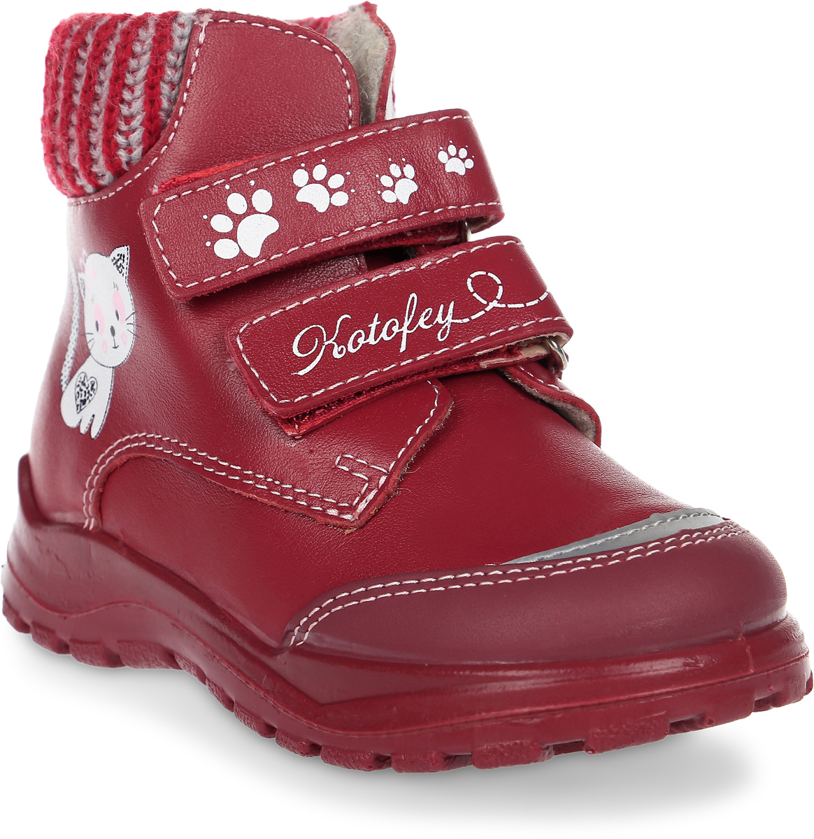 Ботинки для девочки Котофей, цвет: бордовый. 152142-31. Размер 19
