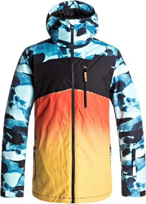 Куртка мужская Quiksilver, цвет: антрацитовый, лазурный, светло-оранжевый. EQYTJ03127-BYH6. Размер M (48)EQYTJ03127-BYH6 Куртка мужская Quiksilver, цвет: антрацитовый, лазурный, светло-оранжевый. EQYTJ03127-BYH6. Размер M (48)EQYTJ03127-BYH6Сноубордическая куртка Quiksilver выполнена из полиэстера простого плетения с водостойкой мембраной 10K Quiksilver DryFlight. Подкладка выполнена из тафты и трикотажа с начесом. Все основные швы проклеены. Капюшон с базовой регулировкой. Противоснежная юбка выполнена из тафты (не отстегивается),застегивается на кнопки. Куртку и штаны можно пристегнуть друг к другу. Карман для скипасса, внутренний карман для катальной маски, карабин для ключей. Сеточные вставки под мышками. Имеет современный крой – Modern.