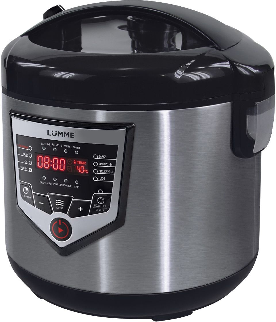 Lumme LU-1446 NEW, Black Pearl мультиваркаLU-1446 жемчуг Lumme LU-1446 NEW, Black Pearl мультиваркаLU-1446 жемчугМультиварка Lumme LU-1446 NEW - это высокотехнологичная кухонная техника для легкого приготовления всевозможных блюд с сохранением всех питательных свойств продуктов.46 программ приготовления (16 автоматических программ и 30 ручных настроек) позволяют приготовить множество новых блюд! Помимо стандартного для большинства мультиварок набора блюд теперь вы можете готовить йогурты, жаркое, студень, заливное, буженину, варить варенье или морс.Для каждой из 16 автоматических программ подобраны оптимальные значения времени и температуры приготовления, загружаемые по умолчанию при запуске программы.Также, одной из главных особенностей мультиварки является возможность ручной настройки времени (от 1 минуты до 24 часов с шагом в 1 минуту) и температуры приготовления (от 30 до 180°C с шагом в 1°C) в настройках любой программы, что позволяет задать 30 вариантов ручных настроек программ приготовления.Мультиварка оснащена функцией Автоподогрев, которая запускается автоматически после окончания программы (кроме программ Жарка и Йогурт) и поддерживает блюдо в горячем состоянии в течение 24 часов.Функция Отсрочка позволяет отложить время начала приготовления пищи на срок до 24 часов. Приготовьте свой завтрак вечером!Приготовление брынзы - еще один шаг к приготовлению греческого салата без похода в магазин. Нет ничего более вкусного, чем только что порезанные овощи прямо с грядки, заправленные оливковым маслом, лимонным соком и брынзой собственного производства!