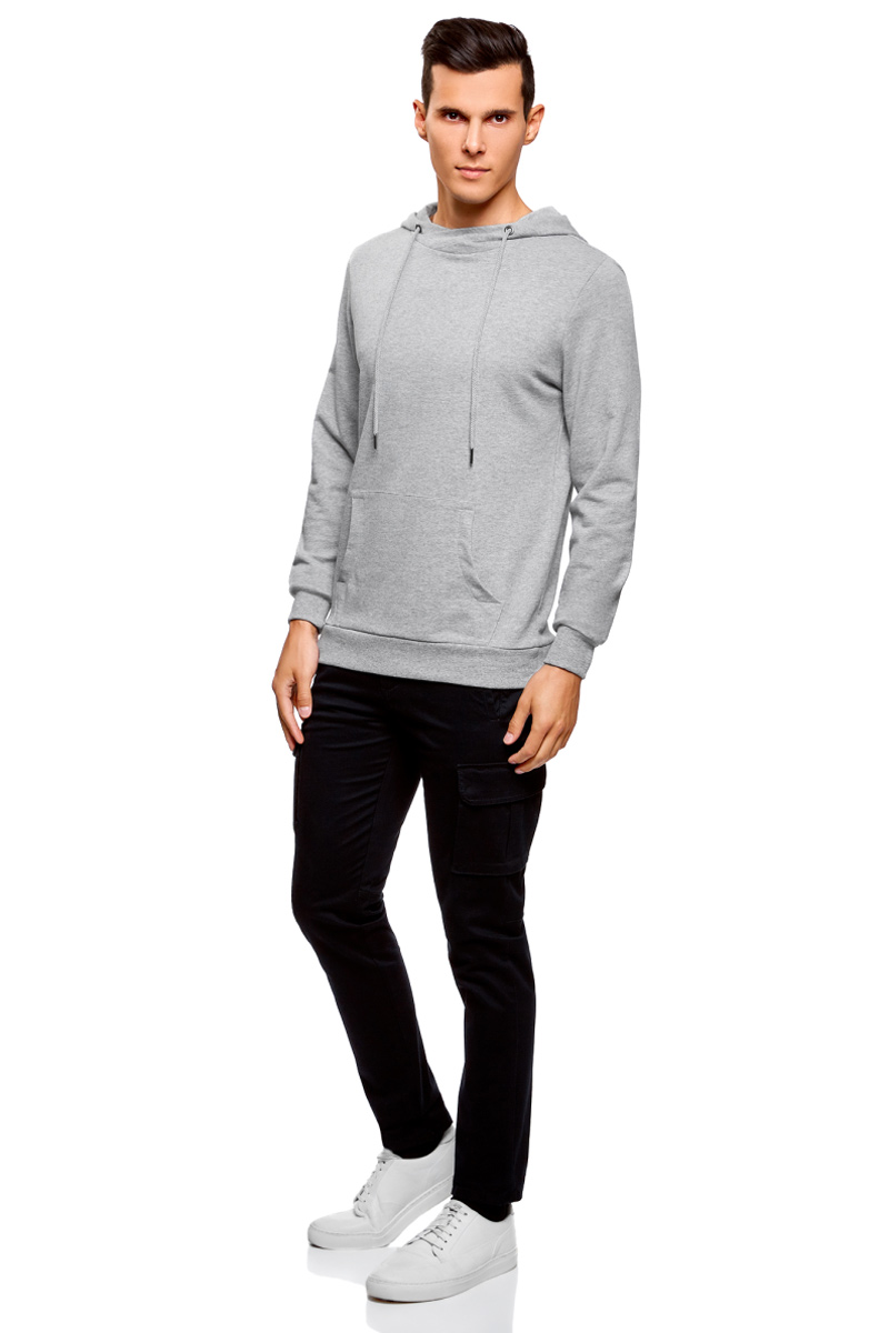 Худи мужское oodji Basic, цвет: серый меланж. 5B111004M/47648N/2300M. Размер XL (56)5B111004M/47648N/2300M Худи мужское oodji Basic, цвет: серый меланж. 5B111004M/47648N/2300M. Размер XL (56)5B111004M/47648N/2300MМужское базовое худи от oodji выполнено из натурального хлопкового трикотажа. Модель с длинными рукавами и капюшоном спереди дополнена карманом кенгуру.