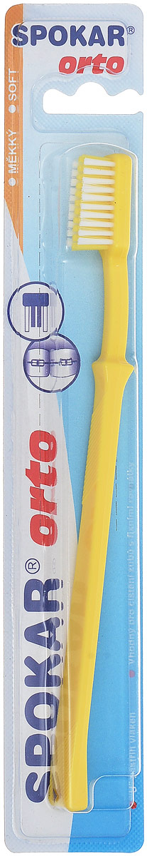 Spokar Orto Soft ортодонтическая зубная щетка, цвет желтый