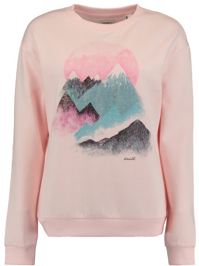 Свитшот женский ONeill Lw Mountain View Sweatshirt, цвет: розовый. 7P8604-4058. Размер XS (42/44)7P8604-4058 Свитшот женский ONeill Lw Mountain View Sweatshirt, цвет: розовый. 7P8604-4058. Размер XS (42/44)7P8604-4058Стильный свитшот ONeill Lw Mountain View Sweatshirt, изготовленный из высококачественного материала, необычайно мягкий и приятный на ощупь, не сковывает движения, обеспечивая наибольший комфорт. Изделие с круглым вырезом горловины и длинными рукавами. Горловина, низ рукавов и низ изделия связаны резинкой. Изделие оформлено оригинальным принтом. Этот модный и в тоже время комфортный свитшот - отличный вариант для активного отдыха.