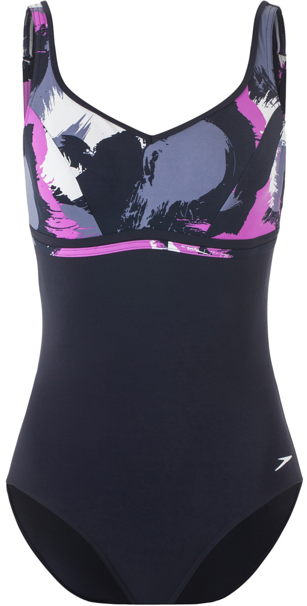 Купальник слитный Speedo Contourluxe Printed 1 Piece, цвет: темно-синий. 8-10420B855-B855. Размер 40 (52/54)8-10420B855-B855 Купальник слитный Speedo Contourluxe Printed 1 Piece, цвет: темно-синий. 8-10420B855-B855. Размер 40 (52/54)8-10420B855-B855Спортивный купальник-монокини Speedo Contoureluxe Printed 1 Piece, изготовленный из нейлона с добавлением эластана, сконструирован таким образом, чтобы подчеркнуть женственную натуральную форму груди за счет принтовой верхней части купальника, и скорректировать линию талии за счет темной однотонной нижней части купальника. Моделирующий эффект возникает не только за счет специального кроя, но благодаря свойствам самого материала. Купальник не стягивает корпус, дарит абсолютную свободу.Такой купальник поможет вам легко создать незабываемый образ.