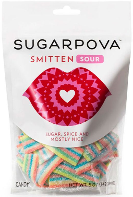 Sugarpova Smitten sour конфеты, 142 гIS10037 Sugarpova Smitten sour конфеты, 142 гIS10037Sugarpova - премиальная линия оригинальных конфет, созданная теннисисткой Марией Шараповой. Игривые, легкие и современные. Состав продукта: кукуруз. сироп, сахар, желатин, вода, декстроза, ругу-ры кислотности, лимон. кислота, молочная кис-та, лактат натрия, индет. натуральному ароматизаторы:клубника, малина, вишня;галзирователь: карнаубский воск, пальмовое масло, пищевые красители: куркумин, кармин, Е133, экстрат паприки, диоксид титана,Срок хранения (Г): 2 Cтрана производитель: Испания. Вес 142 г.