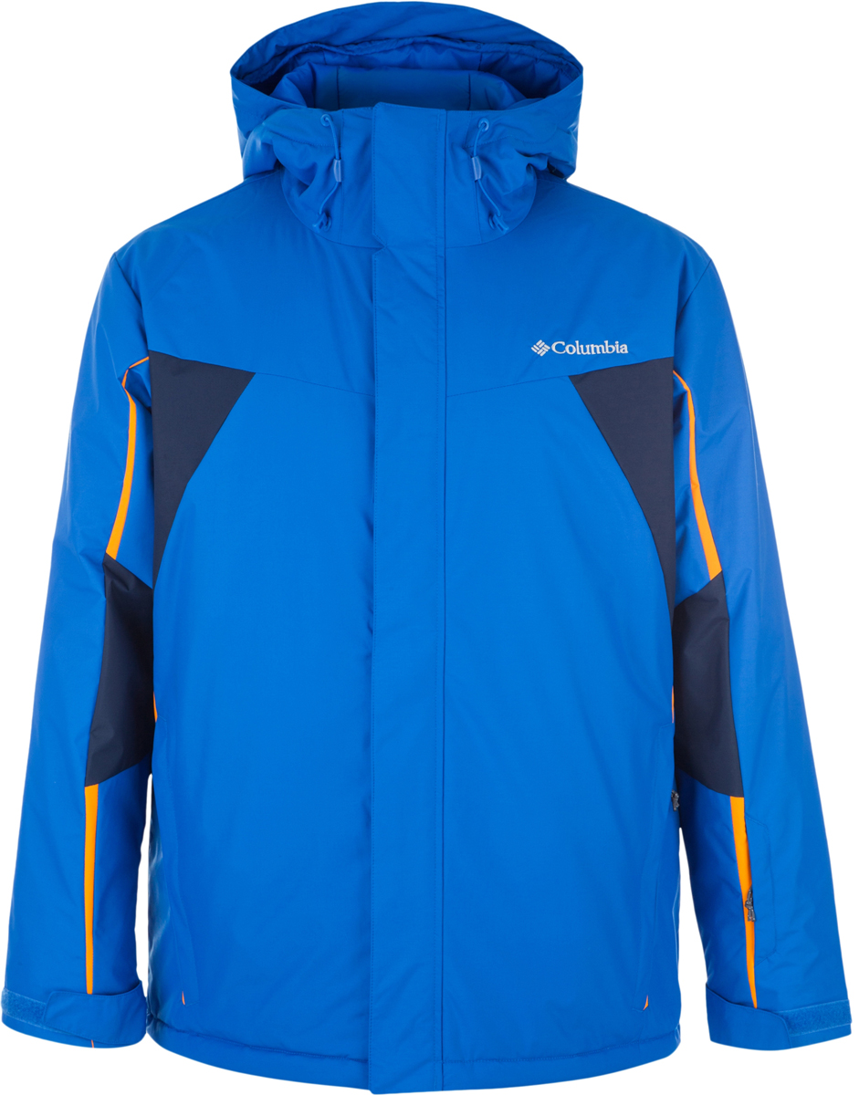 Куртка мужская Columbia Shredinator Jacket Mens Ski, цвет: синий. 1736911-439. Размер L (48/50)1736911-439 Куртка мужская Columbia Shredinator Jacket Mens Ski, цвет: синий. 1736911-439. Размер L (48/50)1736911-439Утепленная мужская куртка Shredinator от Columbia - отличный выбор для катания на горных лыжах и активного отдыха. Модель прямого кроя с несъемным капюшоном выполнена из плотного материала с водонепроницаемым покрытием. Куртка застегивается на молнию и имеет ветрозащитный клапан на липучках и снегозащитную юбку. Рукава регулируются липучками. Куртка дополнена четырьмя карманами на молниях.
