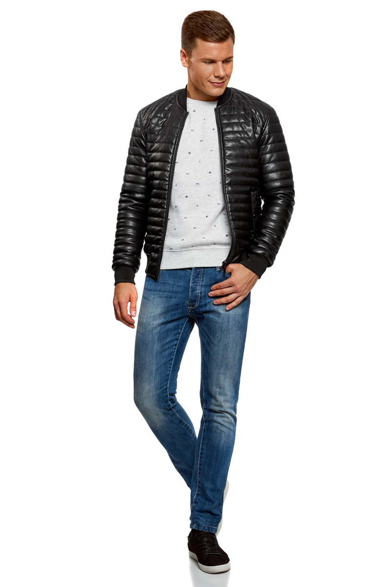 Куртка мужская oodji Lab, цвет: черный. 1L511053M/47397N/2900N. Размер XL-182 (56-182)1L511053M/47397N/2900N Куртка мужская oodji Lab, цвет: черный. 1L511053M/47397N/2900N. Размер XL-182 (56-182)1L511053M/47397N/2900NКуртка-бомбер от oodji выполнена из искусственной кожи. Легкий утеплитель. Модель с длинными рукавами и воротником-стойкой застегивается на молнию. По бокам имеются два кармана на кнопках. Манжеты и низ изделия обработаны трикотажной резинкой.