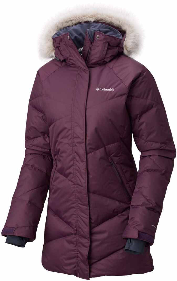 Пуховик женский Columbia Lay D Down Mid Jacket, цвет: сиреневый. 1623131-501. Размер XL (50)1623131-501 Пуховик женский Columbia Lay D Down Mid Jacket, цвет: сиреневый. 1623131-501. Размер XL (50)1623131-501Удлиненный женский пуховик Lady D от Columbia прекрасно подойдет для холодной зимы. Ветрозащитная, водоотталкивающая и дышащая внешняя ткань защищает от холода и дождя, а технология Omni-Heat позволяет сохранять тепло внутри изделия. Модель со съемным регулируемым капюшоном с отстегивающимся искусственным мехом застегивается на двухзамковую молнию с ветрозащитной планкой. Рукава дополнены трикотажными манжетами, что также способствует защите от холода. Изделие дополнено двумя боковыми карманами на молниях.