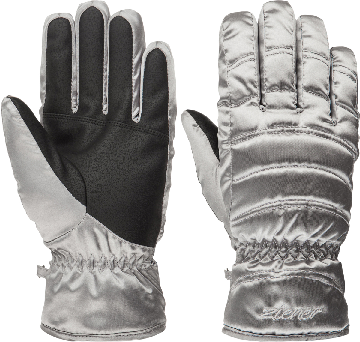 Перчатки женские Ziener Kamira Sm Lady Glove, цвет: серебряный. 170020-166. Размер 7170020-166 Перчатки женские Ziener Kamira Sm Lady Glove, цвет: серебряный. 170020-166. Размер 7170020-166Женские перчатки Ziener Kamira Sm Lady Glove выполнены из полиэстера. На запястьях изделия дополнены эластичными резинками. Подкладка выполнена из мягкого полиэстера.