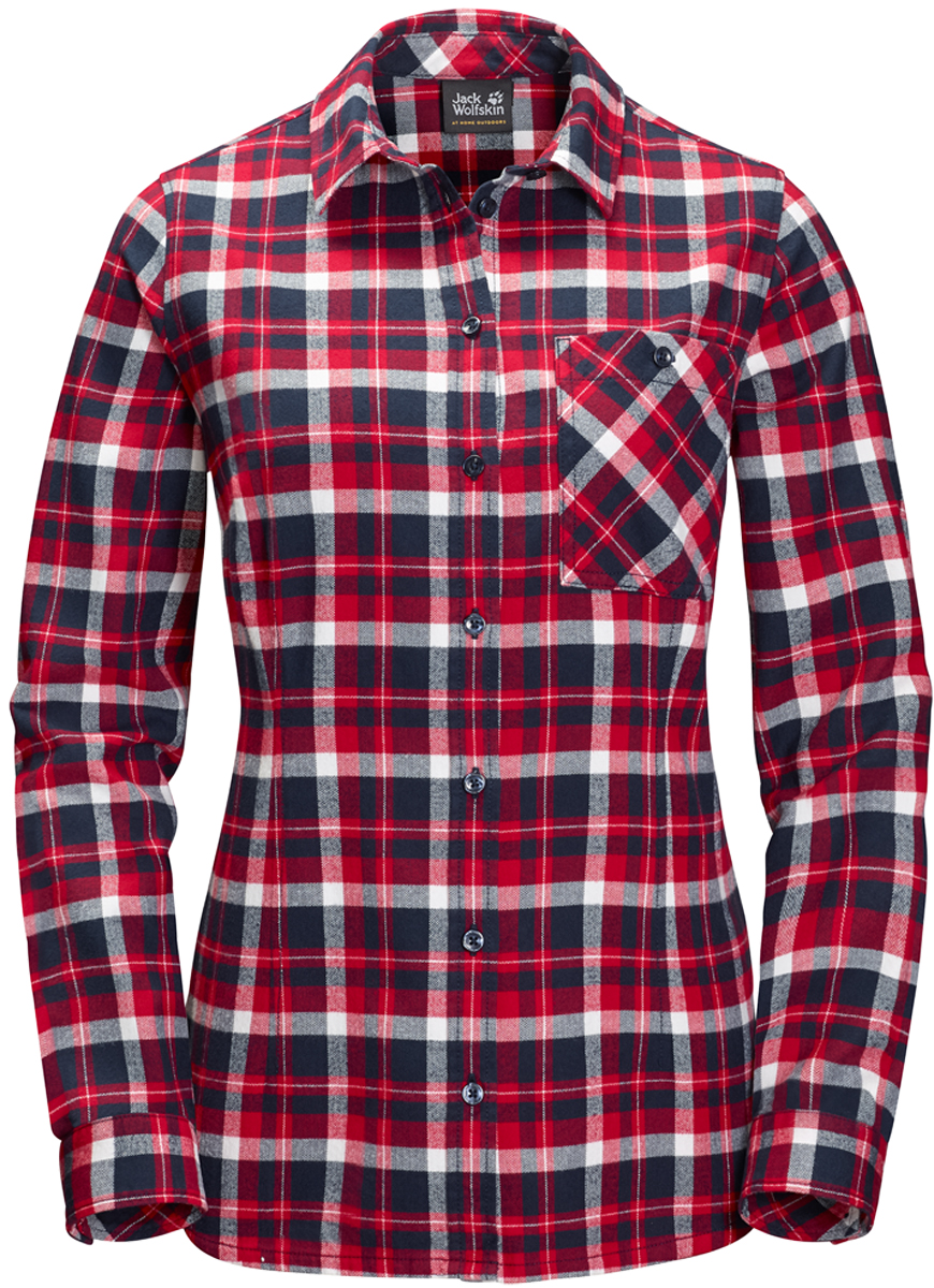 Рубашка женская Jack Wolfskin Banff Park Shirt, цвет: красный, синий. 1402481-7940. Размер M (48)1402481-7940 Рубашка женская Jack Wolfskin Banff Park Shirt, цвет: красный, синий. 1402481-7940. Размер M (48)1402481-7940Теплая клетчатая рубашка от Jack Wolfskin «Banff Park Shirt» из органического хлопка - идеальный наряд для пятницы без дресс-кода или для лесной хижины. Рубашка Banff Park Shirt (Банф Парк Шерт) - это очень женственная версия традиционной рубашки в стиле канадских дровосеков. Эта клетчатая рубашка - настоящий маст-хэв, который можно надеть куда угодно. Мягкая фланель уютная и теплая, а органический хлопок очень приятен на ощупь.
