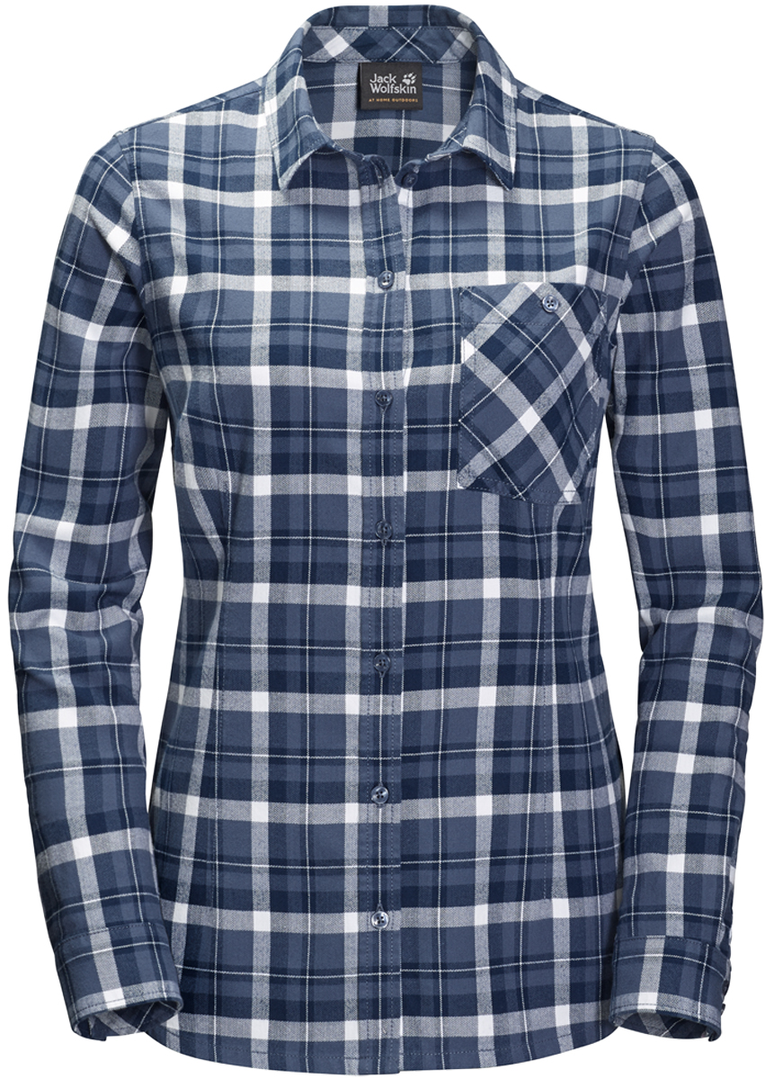 Рубашка женская Jack Wolfskin Banff Park Shirt, цвет: синий. 1402481-7718. Размер M (48)1402481-7718 Рубашка женская Jack Wolfskin Banff Park Shirt, цвет: синий. 1402481-7718. Размер M (48)1402481-7718Теплая клетчатая рубашка от Jack Wolfskin «Banff Park Shirt» из органического хлопка - идеальный наряд для пятницы без дресс-кода или для лесной хижины. Рубашка Banff Park Shirt (Банф Парк Шерт) - это очень женственная версия традиционной рубашки в стиле канадских дровосеков. Эта клетчатая рубашка - настоящий маст-хэв, который можно надеть куда угодно. Мягкая фланель уютная и теплая, а органический хлопок очень приятен на ощупь.