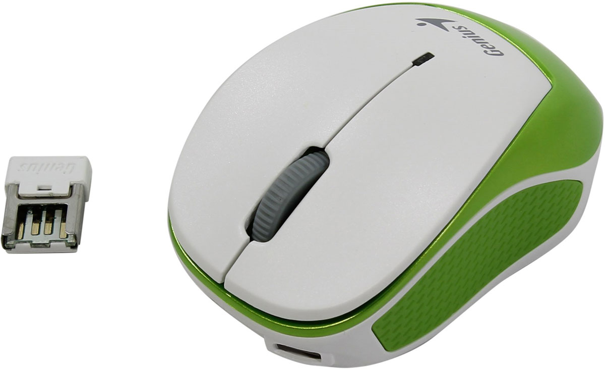 Genius Micro Traveler 9000R V3, Green мышь беспроводная31030132102 Genius Micro Traveler 9000R V3, Green мышь беспроводная31030132102Только мышь Micro Traveler 9000R имеет длину 68 мм. Эта суперкомпактная мышь станет стильным аксессуаром в вашей сумке, ведь вы сможете брать ее с собой куда угодно. Кроме того, Micro Traveler 9000R можно установить в крепление Stick-N-Go, так что участвовать в совещаниях станет еще удобнее.Если мышь Micro Traveler 9000R разрядится, можно просто подключить ее к встроенному литий-полимерному аккумулятору емкостью 240 мАч и не менять батарейки. Она настолько энергоэффективна, что может работать до 4 недель после одной зарядки.Благодаря специальной конструкции микроприемник USB, когда он не используется, можно хранить в гнезде.