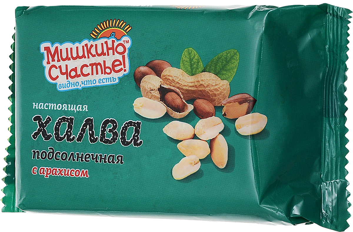 Мишкино счастье халва подсолнечная с арахисом, 350 гХСА350М Мишкино счастье халва подсолнечная с арахисом, 350 гХСА350МКлассическая (традиционная) подсолнечная халва с добавлением обжаренного арахиса.Уважаемые клиенты! Обращаем ваше внимание на то, что упаковка может иметь несколько видов дизайна. Поставка осуществляется в зависимости от наличия на складе.