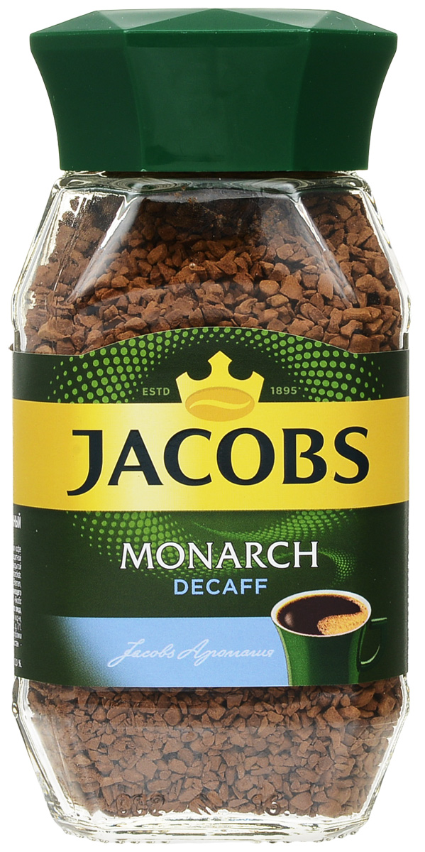 Jacobs Monarch Decaff кофе растворимый, 95 г960971 Jacobs Monarch Decaff кофе растворимый, 95 г960971Растворимый сублимированный кофе высокого качества создан для любителей насыщенного вкуса без кофеина. В благородной теплоте тщательно обжаренных зерен Арабики и Робусты из Азии и Бразилии скрывается секрет подлинной крепости и притягательного аромата кофе Jacobs Monarch. При помощи современной технологии кофеин выделяют на стадии зеленых кофейных бобов, и производят из этих зерен декофенизированный растворимый напиток.Заварите чашку кофе Jacobs Monarch, и вы сразу почувствуете, как его уникальный притягательный аромат окружит вас и создаст особую атмосферу для теплого общения с вашими близкими. Так рождается неповторимая атмосфера Аромагии кофе Jacobs Monarch.Уважаемые клиенты! Обращаем ваше внимание на то, что упаковка может иметь несколько видов дизайна. Поставка осуществляется в зависимости от наличия на складе.